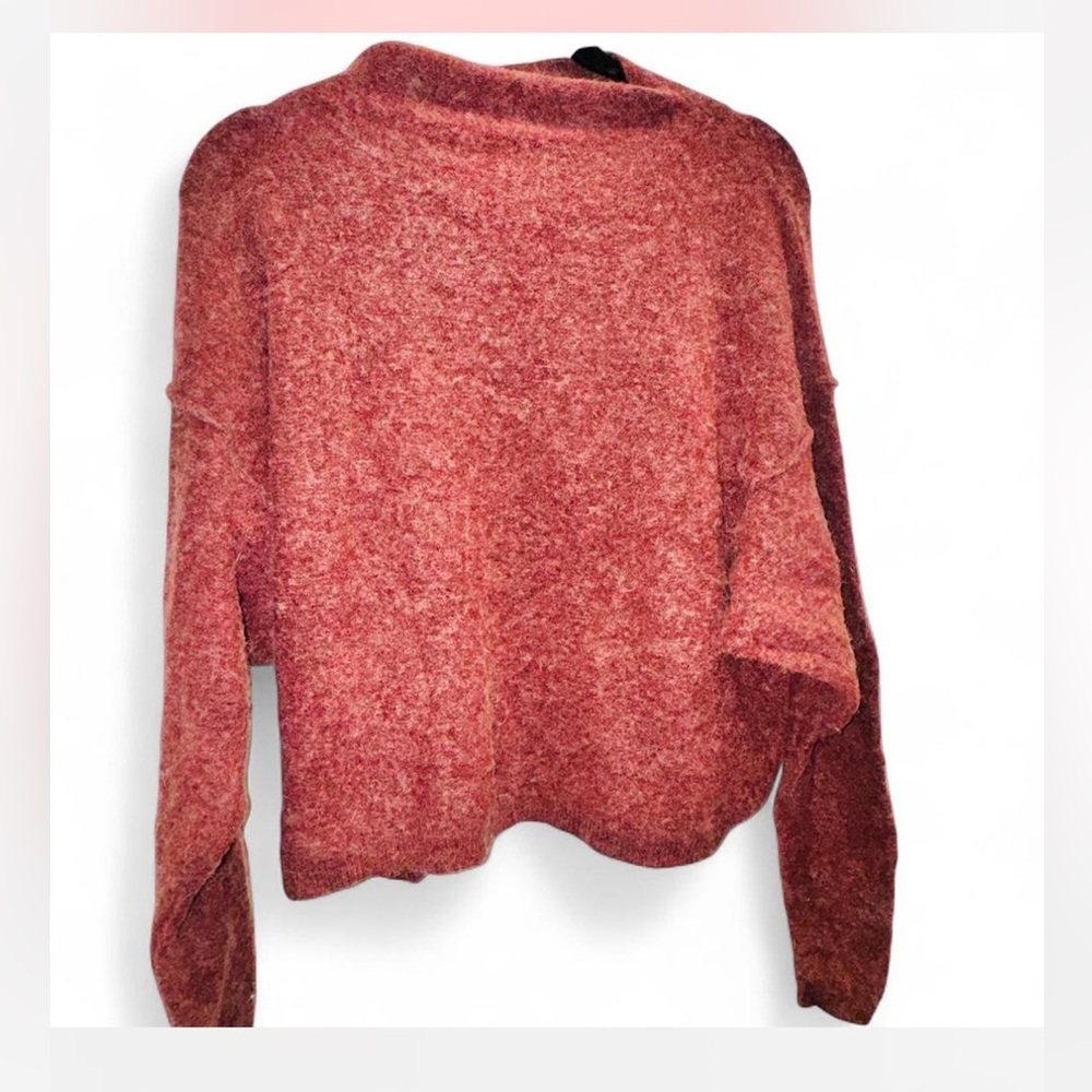 Free People Oversized Fuzzy Knit Sweater Alpaca Wool Blend Berry Pink XS soft